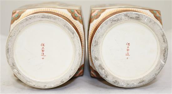 A pair of Japanese Satsuma pottery square baluster vases, early 20th century, 31cm